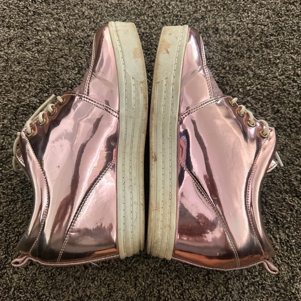 Rose Gold Glitter FUN Platform Sneakers Metallic Costume Fun Sole Shoes 8.5 - Picture 7 of 15